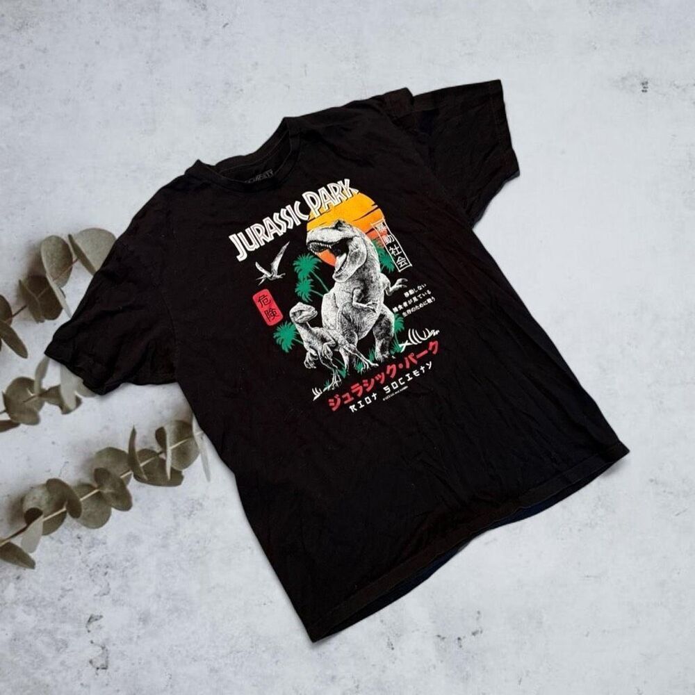 Riot Society Jurassic Park Japanese Horror Graphic Short Sleeve T Shirt Black XL
